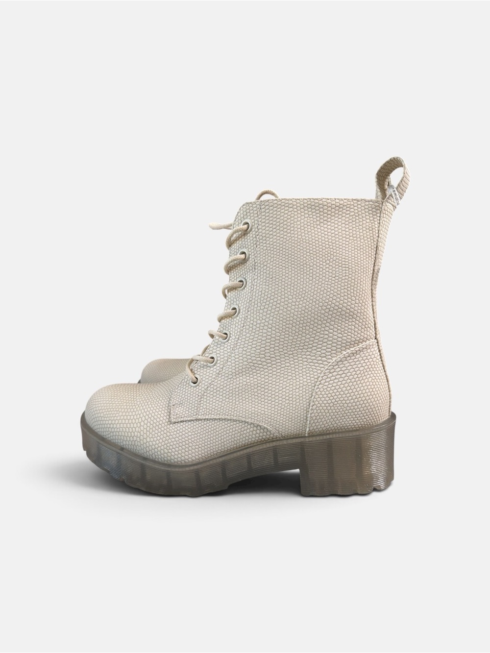 Dirty Laundry Cream Lace-Up Chunky Combat Boots - Picture 4 of 5